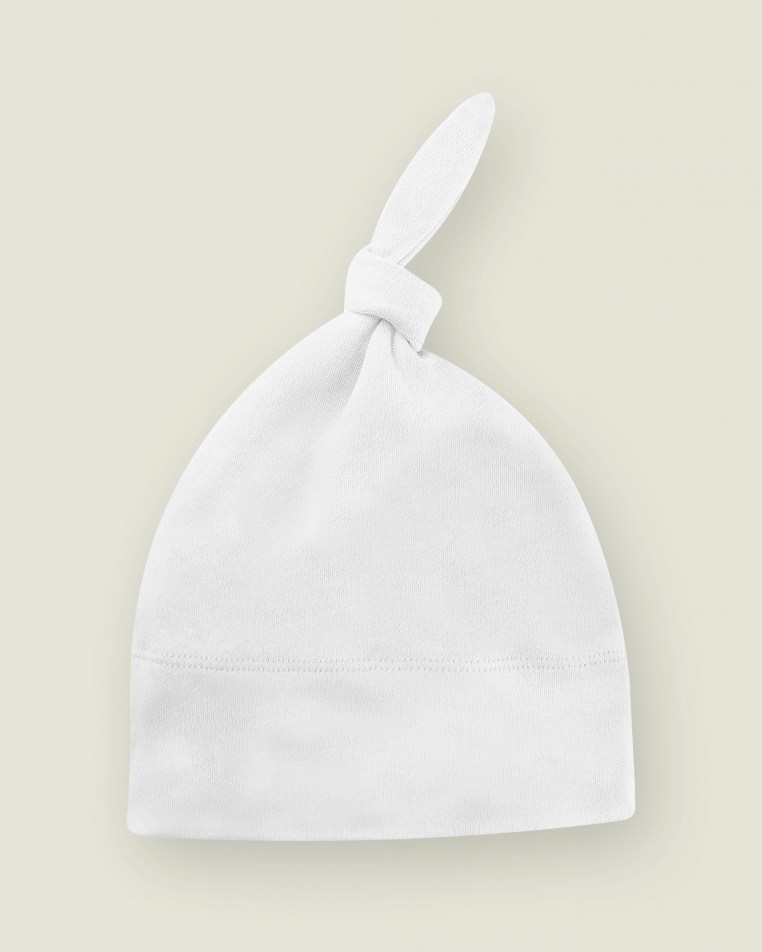 Initial and Script Name Baby One-Knot Hat White / Black / Rose Gold